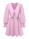 Pink 1950s Vintage Plaid V Neck Dress 1