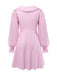 Pink 1950s Vintage Plaid V Neck Dress 2