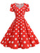 1950s Short Sleeve Sweetheart Neck Rose Swing Dress, vintage dress, retro fashion, rockabilly, pin-up fashion - perfect for women who love vintage and retro fashion