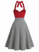 Red 1950s Vintage Plaid Halter Dress 3