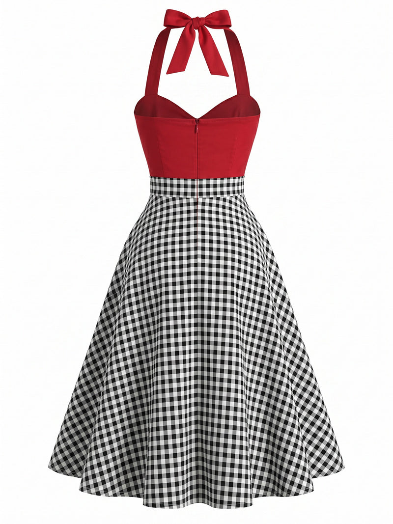 vintage red gingham dress 1950s Red Gingham Shirtwaist Dress
