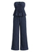 Navy Blue 1950s Vintage Ruffle Two Piece Set 1