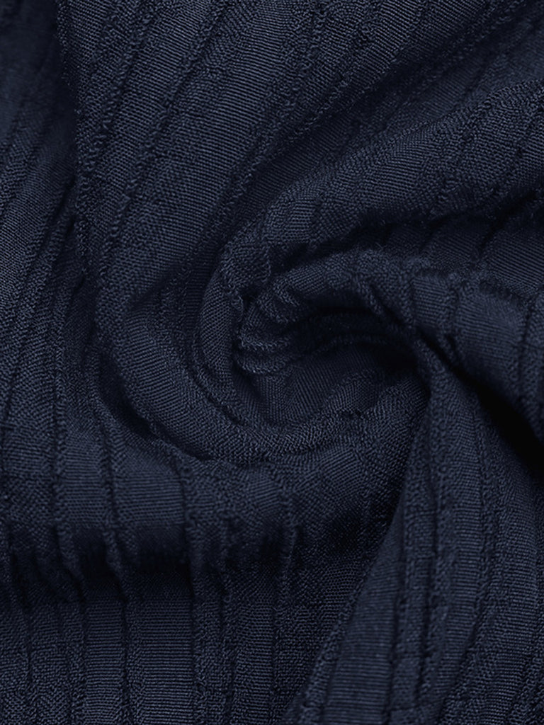 Navy Blue 1950s Vintage Ruffle Two Piece Set 6