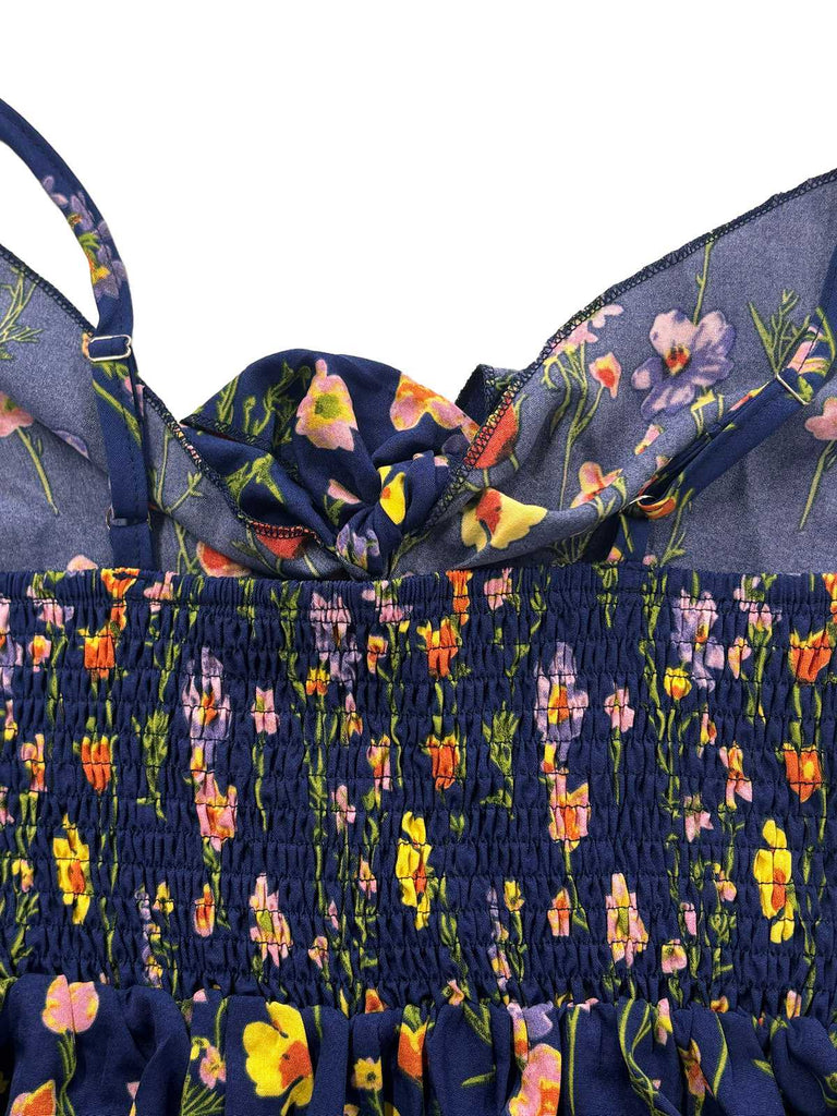 1930s Floral V-Neck Bohemian Bow-Front Slip Dress, vintage dress, retro fashion, floral print - perfect for women who love vintage and retro fashion