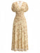 Yellow 1940s Vintage Floral V Neck Dress 3