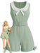 [Pre-Sale] Green 1950s Square Neck One Piece Shorts Set