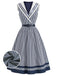 [Pre-Sale] Blue 1940s Striped V-Neck Dress