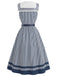 [Pre-Sale] Blue 1940s Striped V-Neck Dress 4