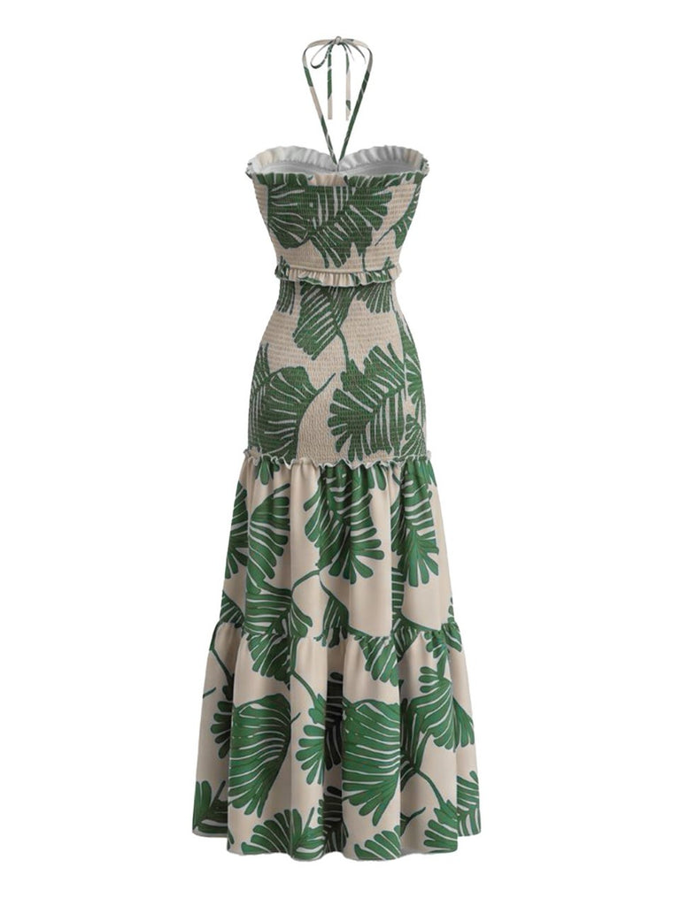 Elegant 1930s Vintage Floral Halter Dress 7