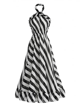 1950s Striped Halter Vintage Dress