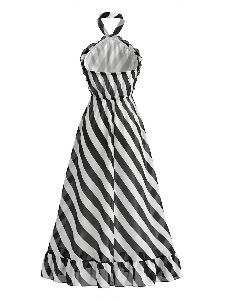 1950s Striped Halter Vintage Dress 2