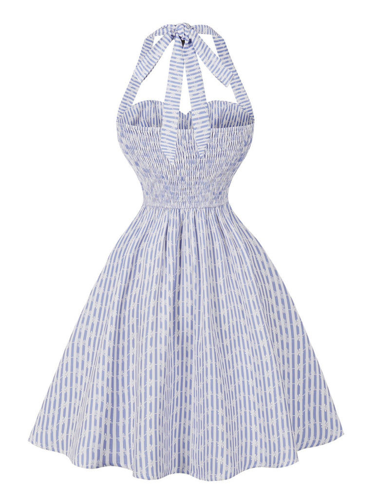 Elegant 1950s Vintage Floral Halter Dress 2