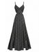 Black 1970s Boho Style Spaghetti Strap Maxi Dress