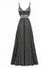 Black 1970s Boho Style Spaghetti Strap Maxi Dress