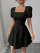 Black 1960s Square Neck Dress 2