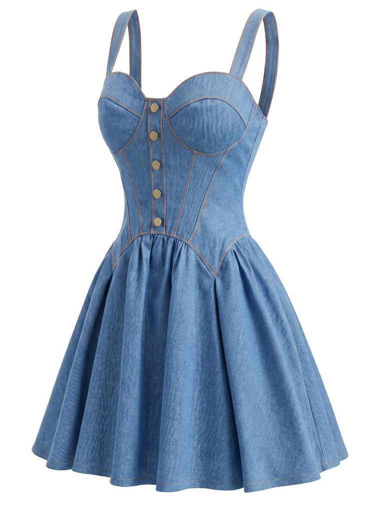 [Pre-Sale] Elegant Dark Blue 1980s Vintage Dress 4