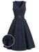 [Pre-Sale] Navy Blue 1950s V Neck Denim Dress
