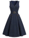 [Pre-Sale] Navy Blue 1950s V Neck Denim Dress 3