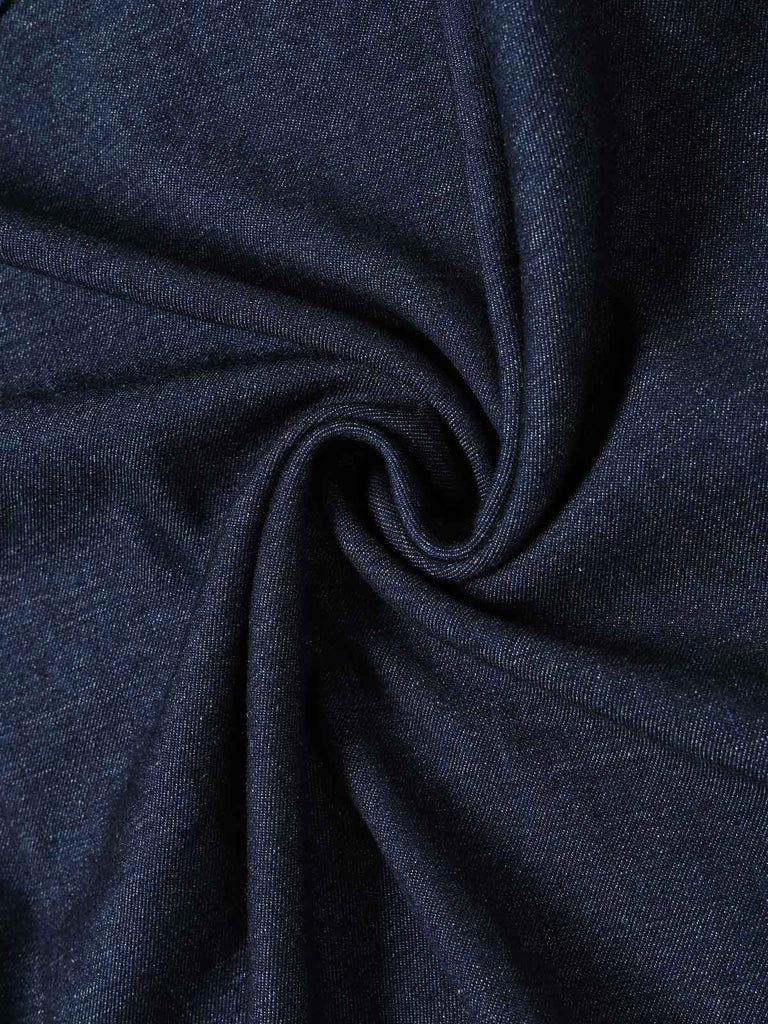 [Pre-Sale] Navy Blue 1950s V Neck Denim Dress 8