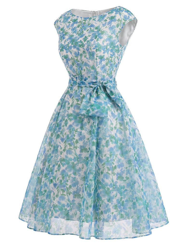 [Pre-Sale] 1950s Print Tie Waist Swing Dress 4