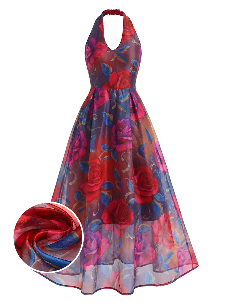 [Pre-Sale] 1950s Floral Halter V Neck Dress