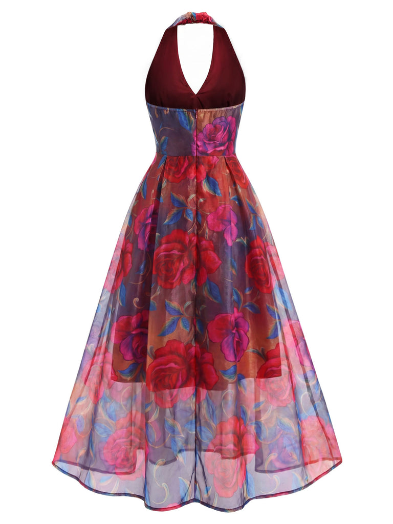 [Pre-Sale] 1950s Floral Halter V Neck Dress 5