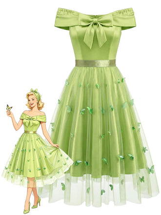 [Pre-Sale] 1950s Bow Mesh Vintage Classic Dress 2