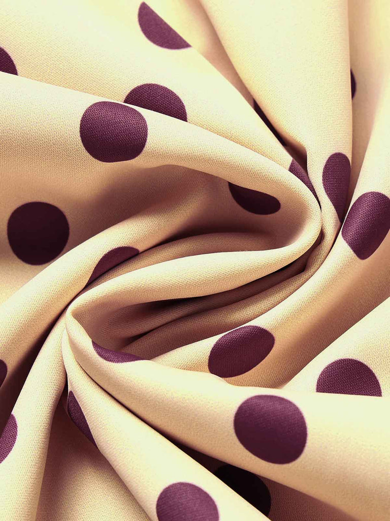 [Pre-Sale] Apricot 1950s Polka Dot Satin Shawl Collar Halter Dress, vintage dress, retro fashion, rockabilly, pin-up fashion - perfect for women who love vintage and retro fashion