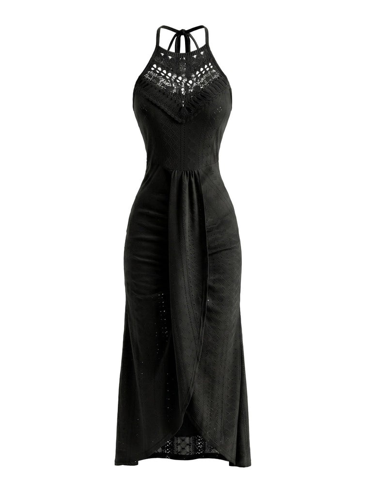 1960s Crochet Halter Cutout Dress, vintage dress, retro fashion - perfect for women who love vintage and retro fashion