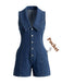 Navy Blue 1950s V Neck Denim Jumpsuit