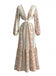 1970s V-Neck Boho Geometric Print Cutout Maxi Dress