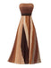1970s Rainbow Pleated Strapless Maxi Dress