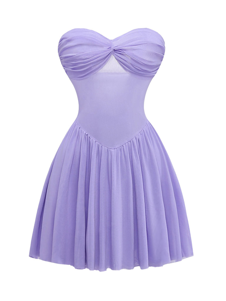 Elegant Lavender 1970s Vintage Dress 2