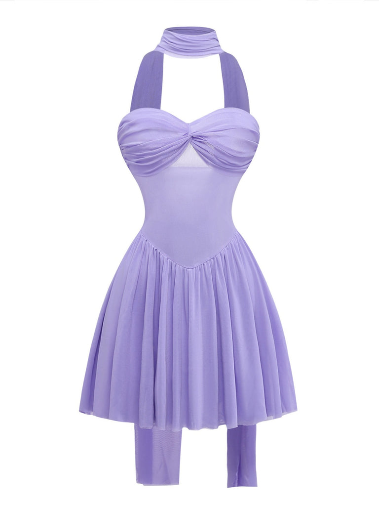 purple babydoll mini dress Tianiyouqing Women's Spaghetti Straps Ruffle Mini Dress Scoop Neck Sleeveless Babydoll Short Dress Flowy Summer Beach Dresses Light Purple S, Size: