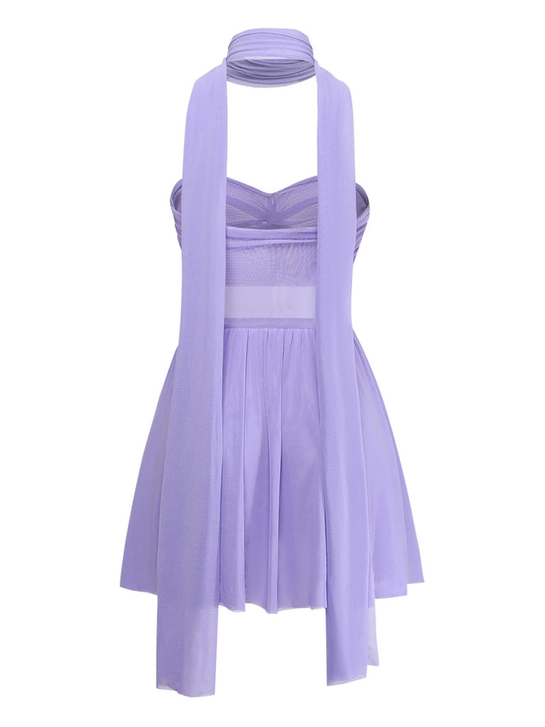 Elegant Lavender 1970s Vintage Dress 4