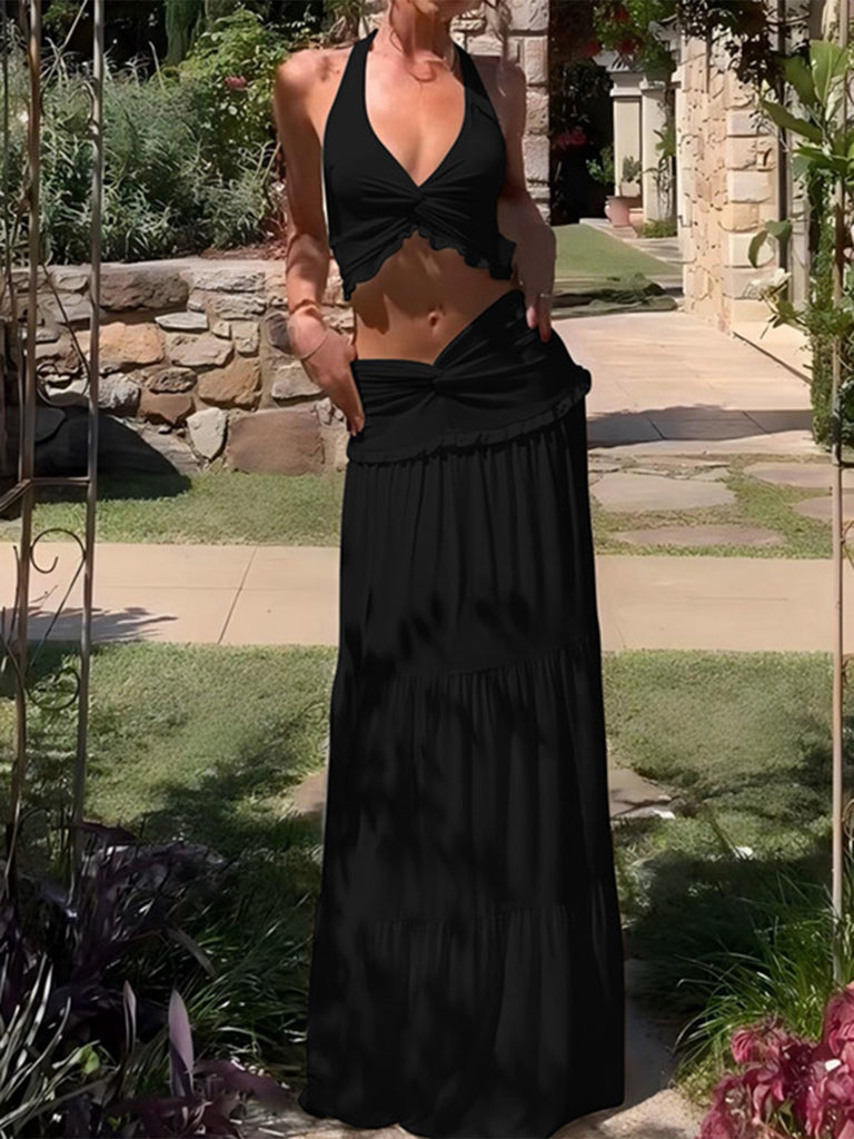 1930s Vintage Halter V Neck Two Piece Set 2