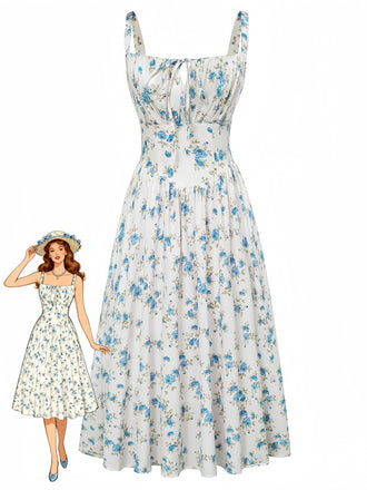 Elegant 1940s Vintage Floral Dress 2