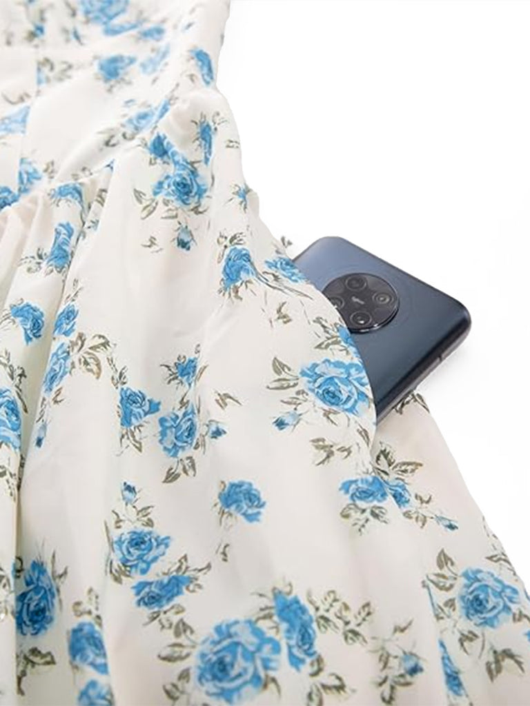 Elegant 1940s Vintage Floral Dress 5