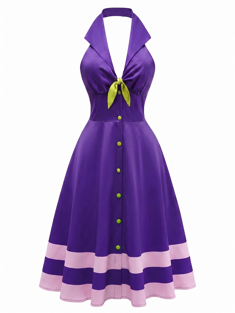[Pre-Sale] Purple 1950s Daphne Inspired Halter Cosplay Costume Dress