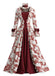 Red 1930s Rococo Floral Corset Ball Gown Dress