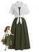 2PCS 1950s Spaghetti Strap Smocked Midi Dress & Cropped Shirt