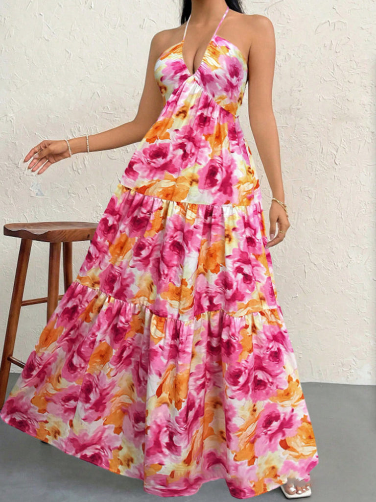1930s Vintage Floral V Neck Dress 1