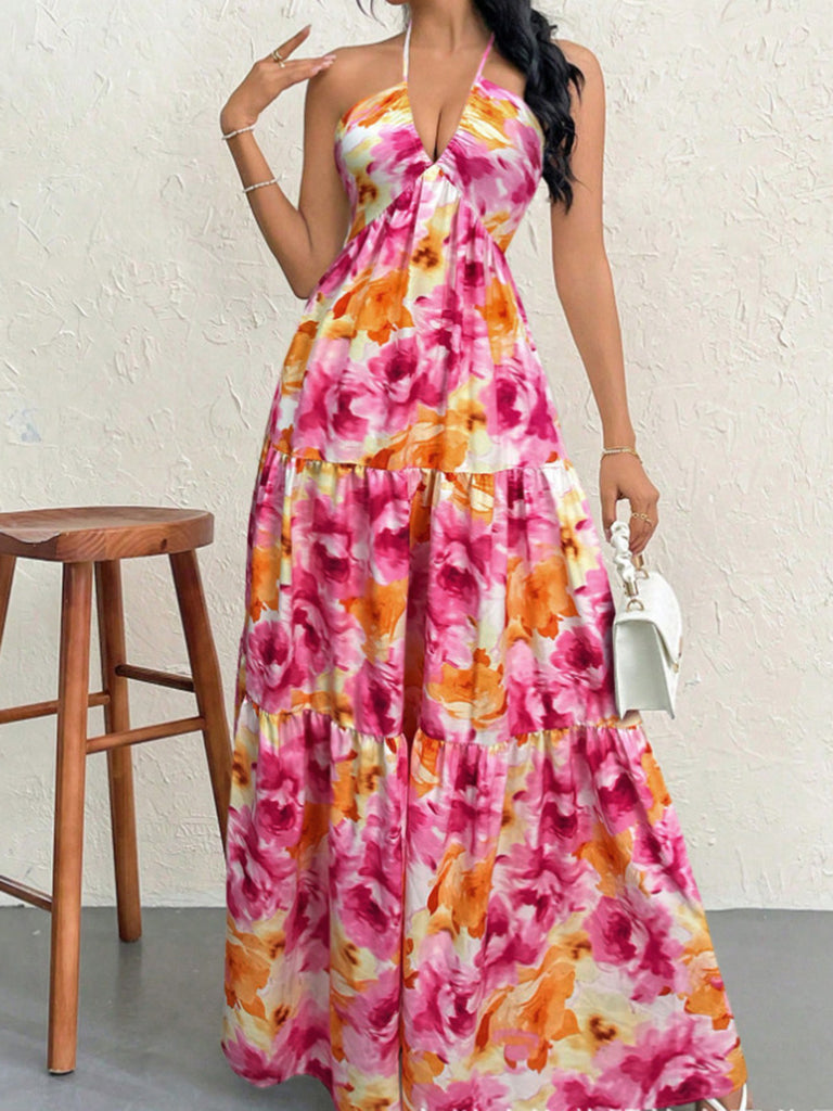 1930s Vintage Floral V Neck Dress 3