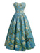 [Pre-Sale] Blue 1950s Almond Blossom Sweetheart Strapless Dress