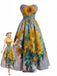Blue 1950s Water Lily Sweetheart Strapless Dress