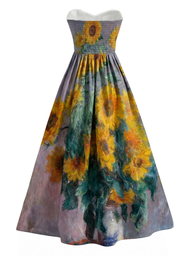 [Pre-Sale] Lavender 1950s Sunflower Sweetheart Strapless Dress