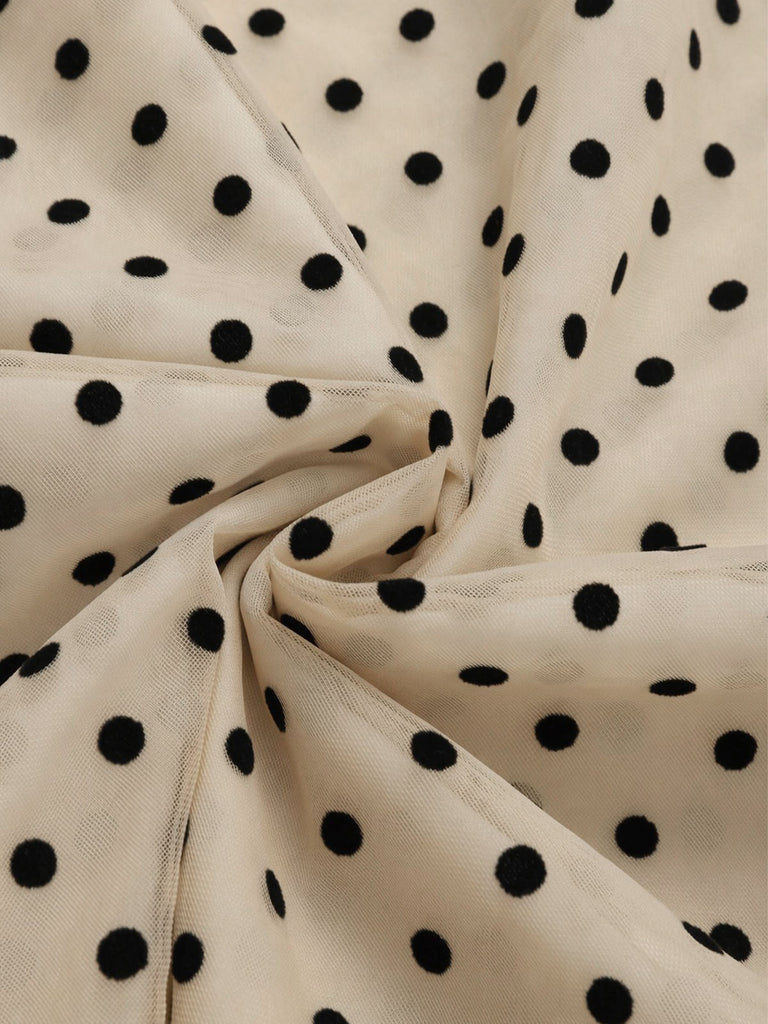[Pre-Sale] Plus Size Abb 1950s Polka Dot Bow Mesh Two Piece Set 7