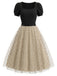 [Pre-Sale] 2PCS 1950s Puff Sleeve Ribbed Bodysuit & Polka Dot Tulle Skirt