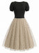 [Pre-Sale] 2PCS 1950s Puff Sleeve Ribbed Bodysuit & Polka Dot Tulle Skirt