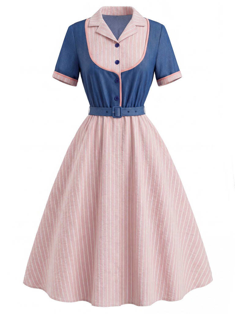 [Pre-Sale] Plus Size Misty Rose 1950s Striped Dress 3